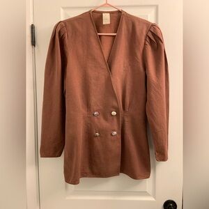 Women's Rust-Tone Double-Breasted Blazer Jacket